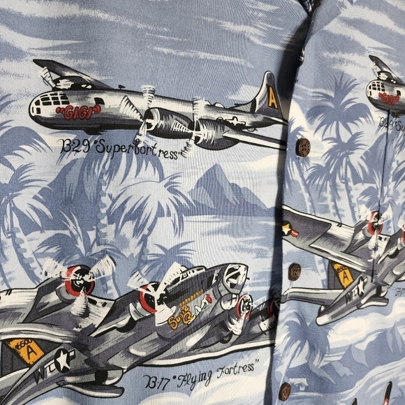 KALAHEO Airplane Fighter Bomber Hawaiian Shirt Short Sleeve Button Down Size 2XL - Picture 6 of 16